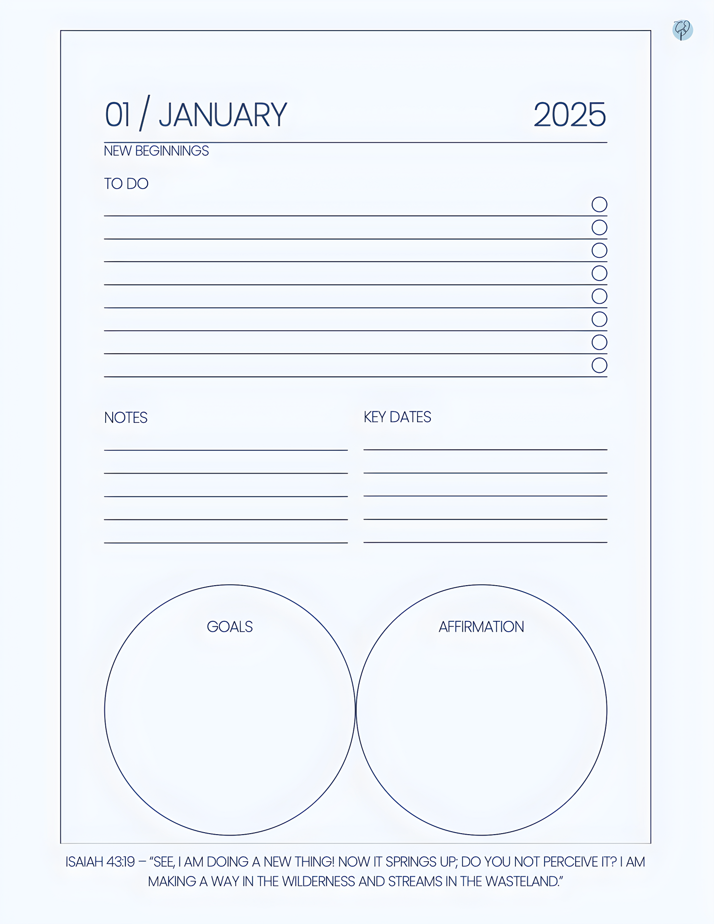 Faith-Based Monthly Planner